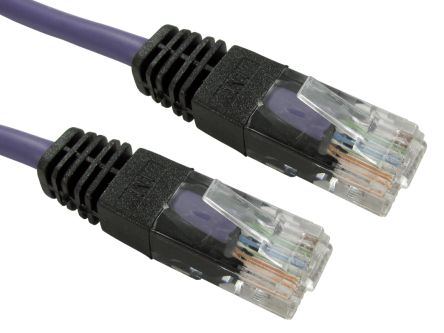 RS PRO Cat5e Straight Male RJ45 To Straight Male RJ45 Ethernet Cable, UTP, Purple PVC Sheath, 3m