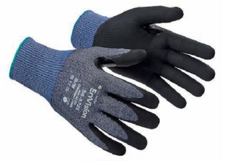 Tilsatec Guantes De Trabajo De Fibra Negro (revestimiento), Azul Oscuro (forro) Serie EnVision, Talla 11, XXL, Con