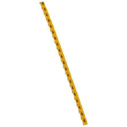 Legrand Kabelmarkierung Für Kabel, Aufsteckbar, Beschriftung: 4, Schwarz Auf Gelb