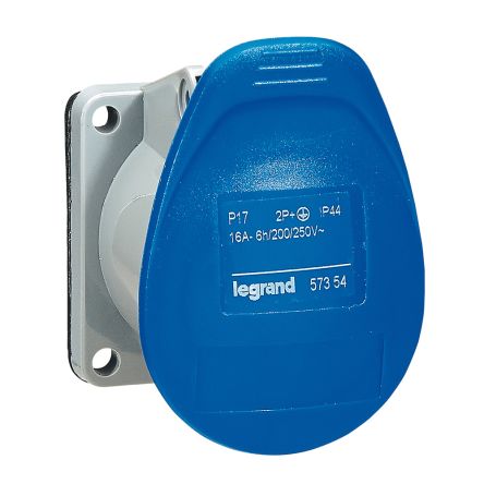 Legrand Steckdose Frontplattenmontage Außen Blau, 3-polig / 16A