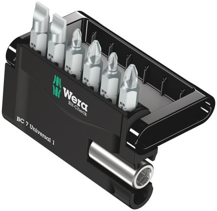 Wera Set Inserti Per Cacciaviti, 7 Pezzi (Esagonale, Phillips, Pozidriv, Scanalato)