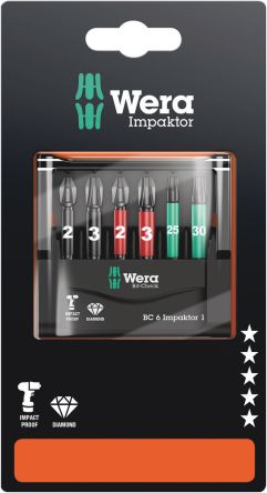 Wera PHILLIPS®, POZIDRIV, TORX® 25 Mm, 6-teilig