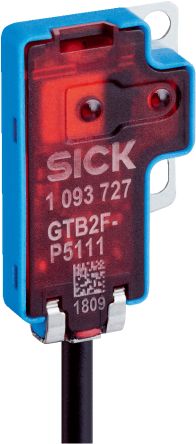 Sick GTB2F Rechteckig Optischer Sensor, Annäherung, Bereich 9 Mm, NPN Ausgang, Anschlusskabel, Dunkelschaltend