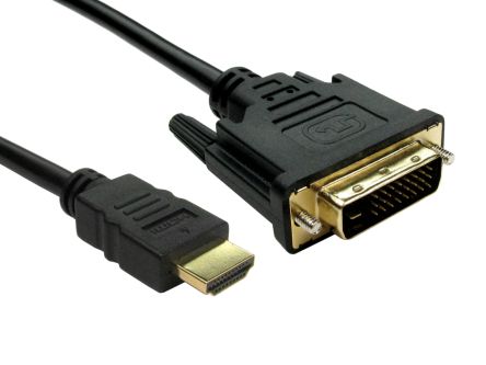 RS PRO HDMI-Kabel A HDMI Stecker B DVI-D Single Link Stecker Hohe Geschwindigkeit 4K Max., 1m, Schwarz