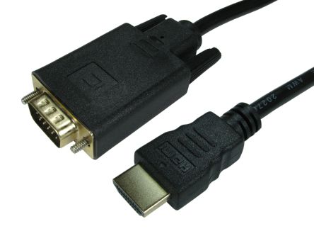 RS PRO HDMI-Kabel A HDMI Stecker B VGA Stecker 1080p Max., 1.8m, Schwarz