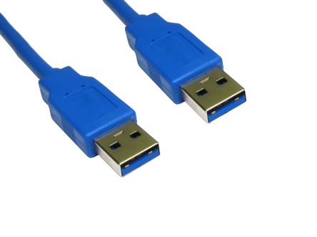 RS PRO Cable USB 3.0, Con A. USB A Macho, Con B. USB A Macho, Long. 2m, Color Azul