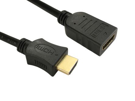 RS PRO HDMI-Kabel A HDMI Stecker B HDMI Buchse Premium-Hochgeschwindigkeit 4K @ 60Hz Max., 3m, Schwarz