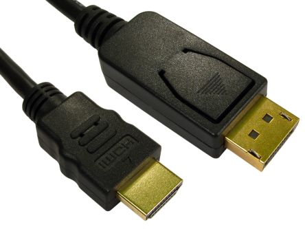 RS PRO Cable DisplayPort Negro, Con. A: DisplayPort Macho, Con. B: HDMI Macho, Long. 1m