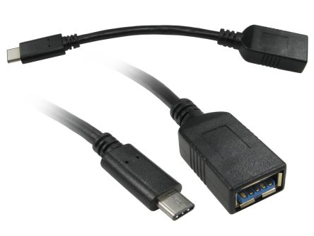 RS PRO USB-Adapter, USB C / USBA, 500mm USB 3.0, USB 3.1 Schwarz