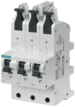 Siemens 5SP3 5SP, Leistungsschalter MCCB 3-polig, 50A / Abschaltvermögen 6 KV, Sammelschienen-System