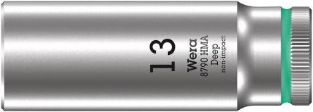 Wera 1/4 In Drive 50mm Deep Socket, 6 Point, 117 Mm Overall Length