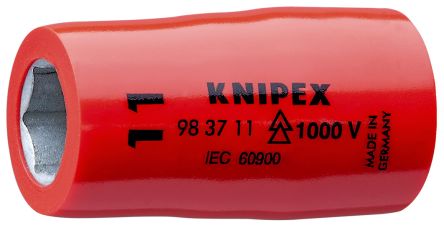Knipex 3/8 Zoll Isolierte Standardbuchse Steckschlüsseleinsatz SW 3/8Zoll 6-Punkt X 43 Mm
