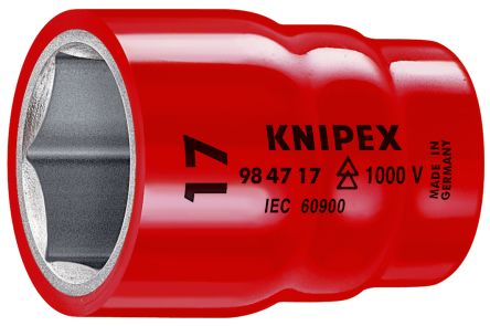 Knipex 1/2 Zoll Isolierte Standardbuchse Steckschlüsseleinsatz SW 1/2Zoll 6-Punkt X 54 Mm