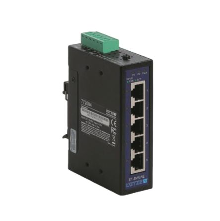 F Lutze Ltd PROFINET Unmanaged Ethernet Switch, 5 X RJ45 / 10/100Mbit/s, Bis 100m Für DIN-Schienen, 9 → 52V