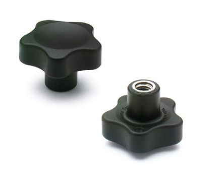 Elesa 166556 Black Glass Fibre Reinforced Polyamide Clamping Knob, M12 X 21, Threaded Hole