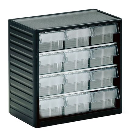 Treston 12 Drawer Storage Unit, PP, 290mm X 310mm X 180mm, Grey