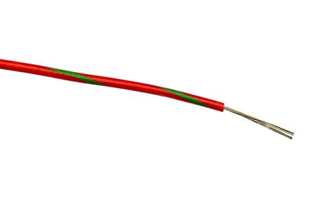 RS PRO Hook Up Wire, 0,22 Mm², Vert/Rouge, 100m, 1 000 V C.a.