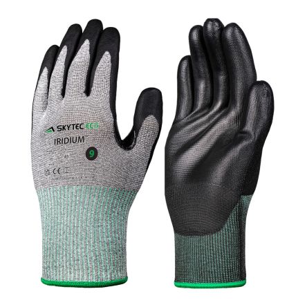 Skytec Eco Iridum Arbeitshandschuhe, Größe 7, S, Schneidfest, HPPE, Polyester Schwarz, Grau