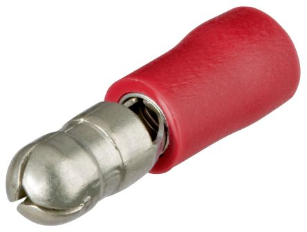 Knipex, 97 Yes, Brass Crimp Pin Connector, 22AWG To 16AWG, 4mm Pin Diameter, 22mm Pin Length, Red