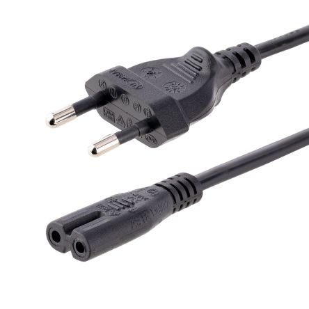 StarTech.com Netzkabel, A CEE 7/16 / Stecker Gerade, B IEC C7 / Buchse Gerade, 2,5 A, 2m 250 V