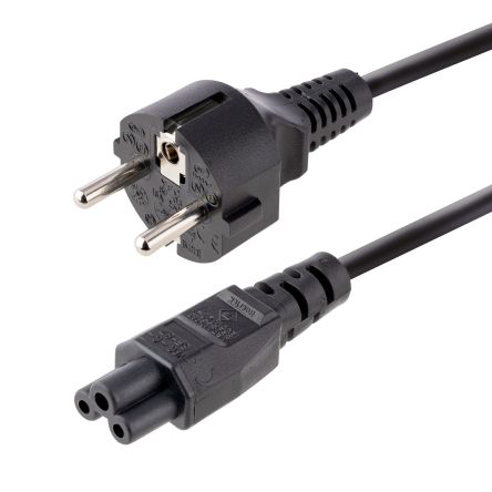 StarTech.com Netzkabel, A CEE 7/7 / Stecker Gerade, B IEC C5 / Buchse Gerade, 2,5 A, 3m 250 V