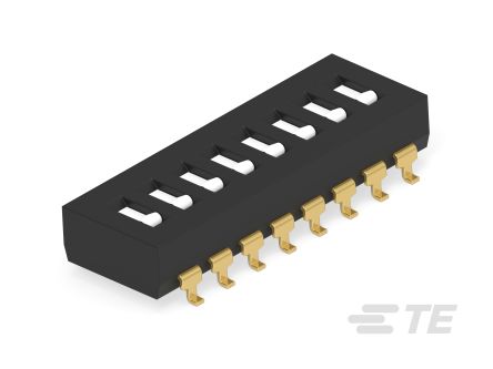 TE Connectivity DIL- Und SIL-Schalter Bündiger Gleiter 8-stellig, 1-poliger Ein/Ausschalter Kupfer-Legierung, Bis +85°C