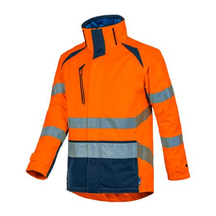 T2S Parka Haute Visibilité PARKALGH01, Orange/bleu Marine, Taille L, Mixte