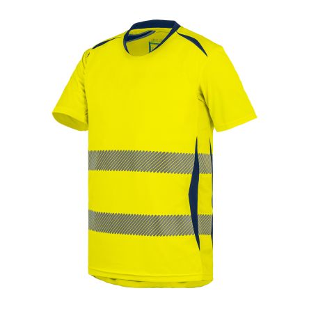 T2S T-Shirt Haute Visibilité Manches Courtes TSHIRLGHC01, Jaune/Bleu Marine, Taille 3XL, Unisexe