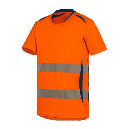 T2S Maglietta Alta Visibilità Arancione/navy A Maniche Corte TSHIRLGHC01, M Unisex