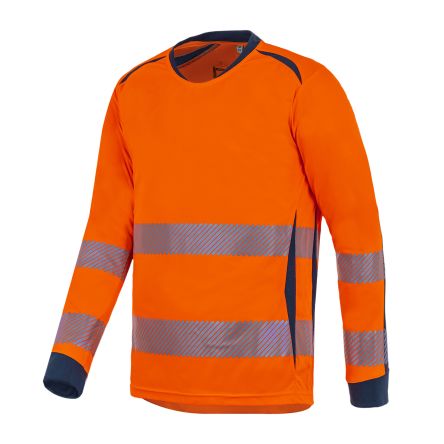 T2S T-Shirt Haute Visibilité Manches Longues TSHIRLGHL01, Orange/bleu Marine, Taille XL, Mixte