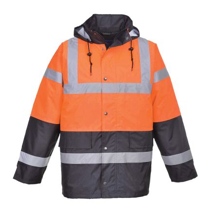 Portwest Unisex Warn-Winterjacke Schwarz, Orange, Größe XL