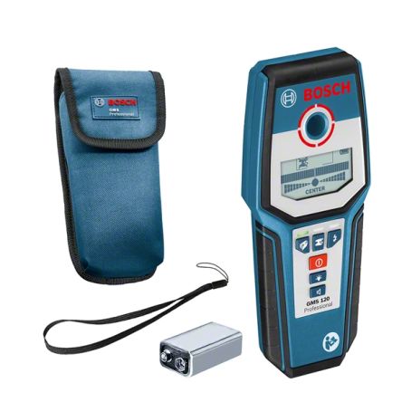 Bosch Escáner De Pared GMS 120, Detección De Metal Hasta 120mm Y Cables Eléctricos Hasta 50mm, Con Display LED