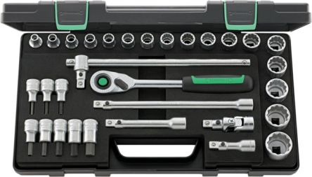 STAHLWILLE 31-Piece Metric 1/2 In Standard Socket/Bit Set With Ratchet, 12 Point; Hex Bit