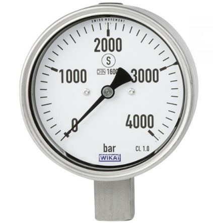 WIKA Druckmessgerät Prozessanschluss Hinten Analog 0bar → 4000bar, Ø 100mm M16 Buchse