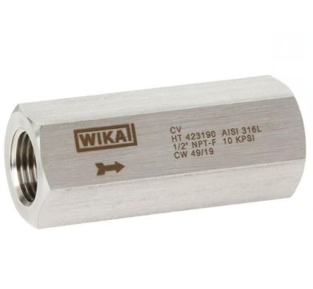 WIKA, Hydraulisches Rückschlagventil 10mm 1.38bar NPT1/2