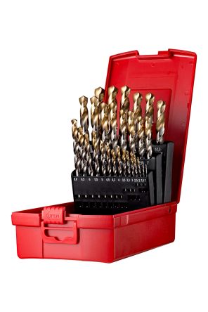 Dormer 29-Piece Jobber Drill Set For Multi-Material, 13mm Max, 1mm Min, High Speed Steel Bits