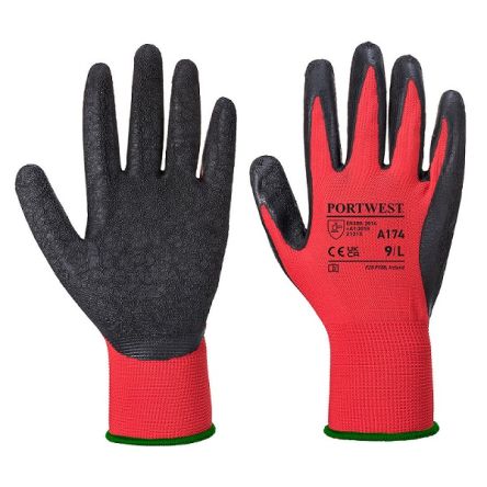Portwest Red Polyester General Purpose General Handling Gloves, Size 9 - L, Latex Coating