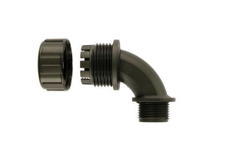 Flexicon Raccordo Per Cavi MPC90-20-M20B, Piegatura A 90° In Nylon, Nero, Filetto M20mm, 20mm