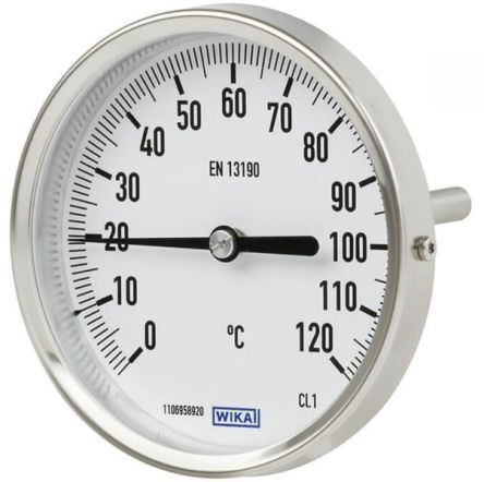 WIKA Zeigerthermometer Rundes Ziffernblatt, 0 → +60 °C, Skalen-Ø 80mm