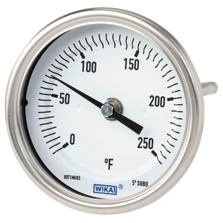 WIKA Zeigerthermometer Rundes Ziffernblatt, -50 → 50 °C, Skalen-Ø 5Zoll