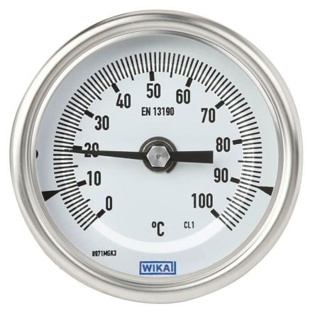 WIKA Thermomètre à Aiguille TG54, 100 °C Max,, Ø Cadran 100mm