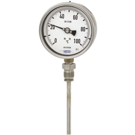 WIKA Glasthermometer, Flüssigkeit, Nichttoxisch, Typ Tafelmontage