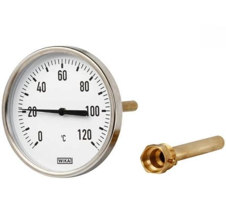 WIKA Termómetro Con Dial 3901904, Escala Centígrado, 0 → +120 °C, 120 °C, Diámetro 100mm