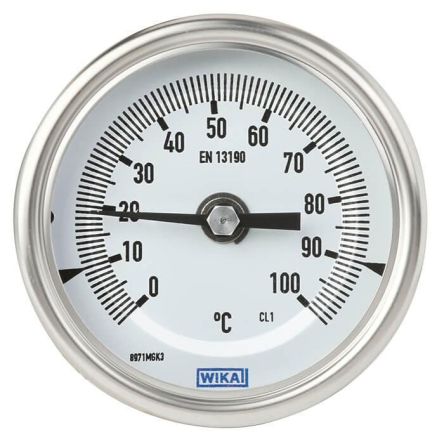 WIKA Zeigerthermometer Rundes Ziffernblatt, 0 → 60 °C, Skalen-Ø 100mm