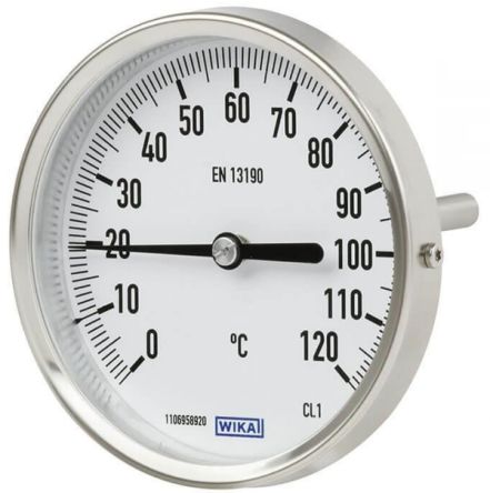 WIKA Zeigerthermometer Rundes Ziffernblatt, 0 → 100 °C, Skalen-Ø 40mm