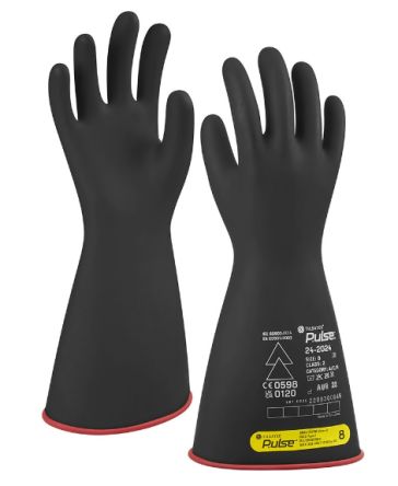 Tilsatec Guantes De Trabajo De Látex De Goma Natural Negro/rojo Serie 24-2024, Talla 8, Con Recubrimiento De Látex,