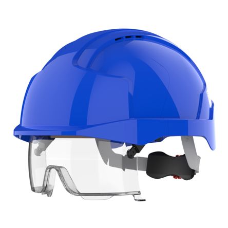 JSP EVOVISTAlens Schutzhelm Belüftet, Verstellbar Und Augenschutz, ABS Blau