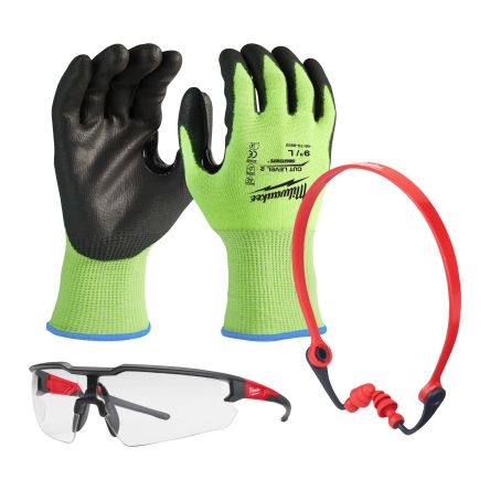 Milwaukee Personenschutzausrüstung Universal, Inhalt: Ohrstöpsel, Handschuhe, Schutzbrille