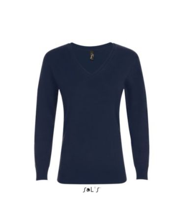 SOL'S Maglia Con Scollo A V GLORY WOMEN Logo FCS Per Donna, Col. Blu Navy, XL, In Viscosa