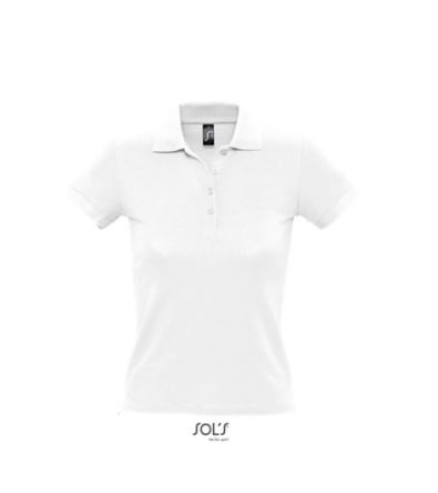 SOL'S Polo Manches Courtes PODIUM Logo RAHAND, Femme, Blanc, Taille M, En Coton